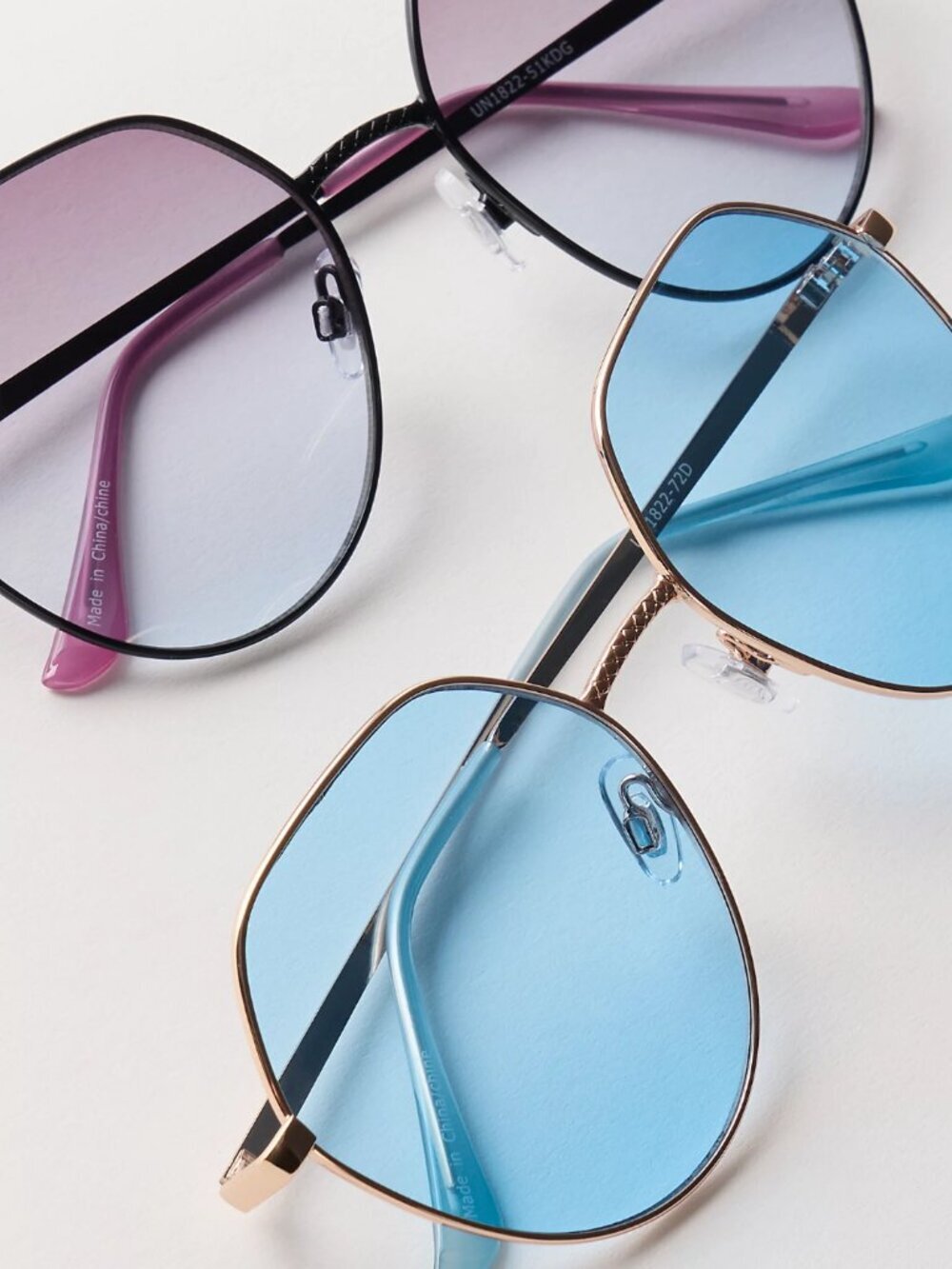 NWT Free People Misty Classic Round Sunglasses in Gold & Cornflower